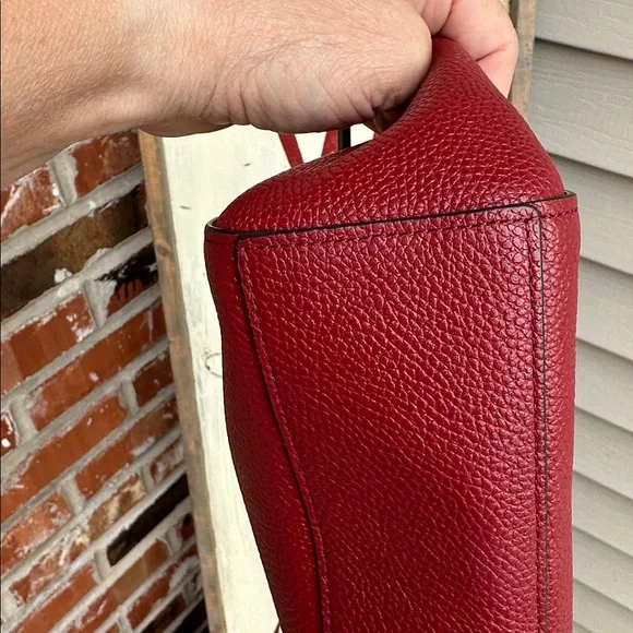 COACH CHAIN PRAIRIE SATCHEL BAG PEBBLED LEATHER - BURGUNDY/CHERRY RED - Picture 11 of 12